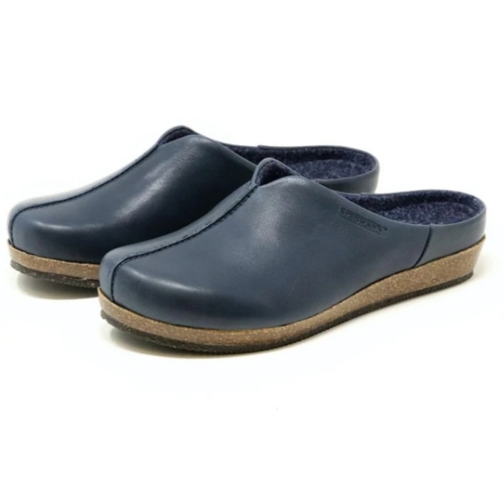 Stegmann Navy Blue  Cork Low Heels Slip On Clogs Size 9
